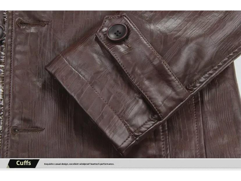 Men's Thickened Velvet Leather Jacket - Warm Casual Stand Collar, Youth Large Size