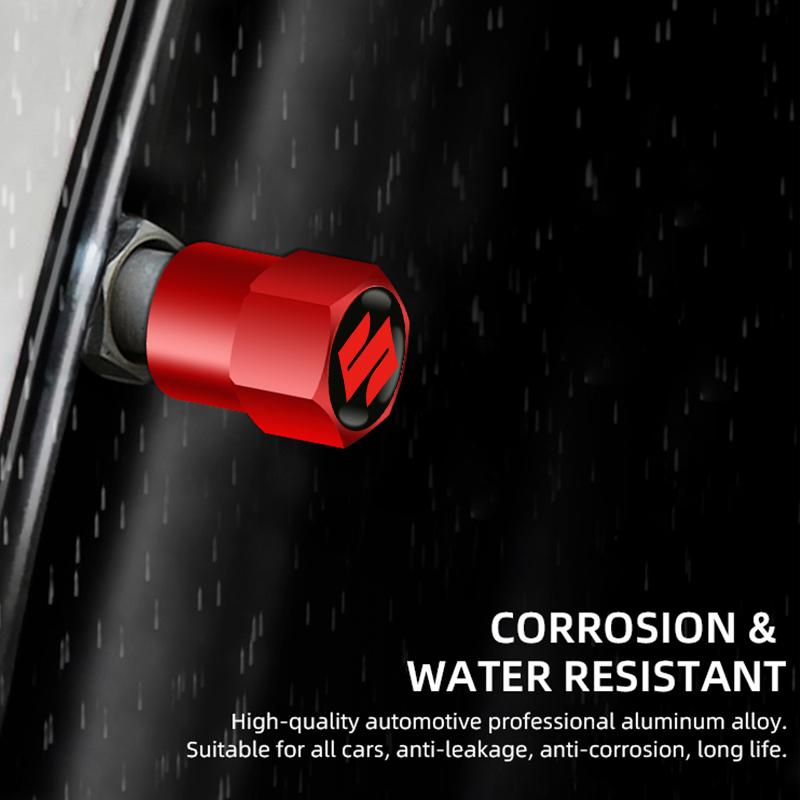 AAGK1 Car Styling 4Pcs Metal Wheel Tire Valve Caps Stem Case For Suzuki Grand Vitara Sx4 Swift Alto Jimny