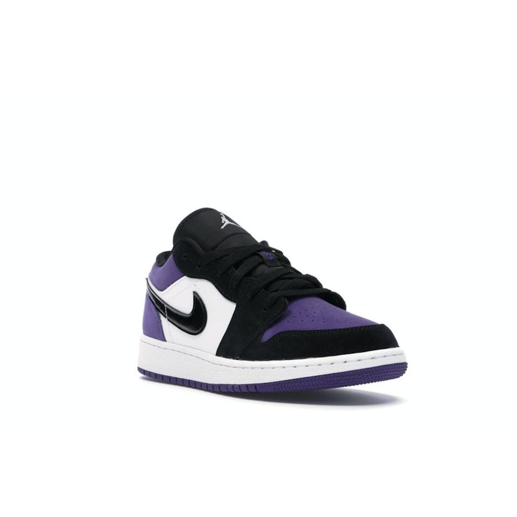 Air Jordan 1 Low GS Court Purple Kids Sneakers White Black 553560-125
