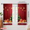 2pcs,2D plane printing Pattern Curtains Christmas Tree Gifts Snow (2) Versatile Fabric (without rod) Versatile All Ldeal for