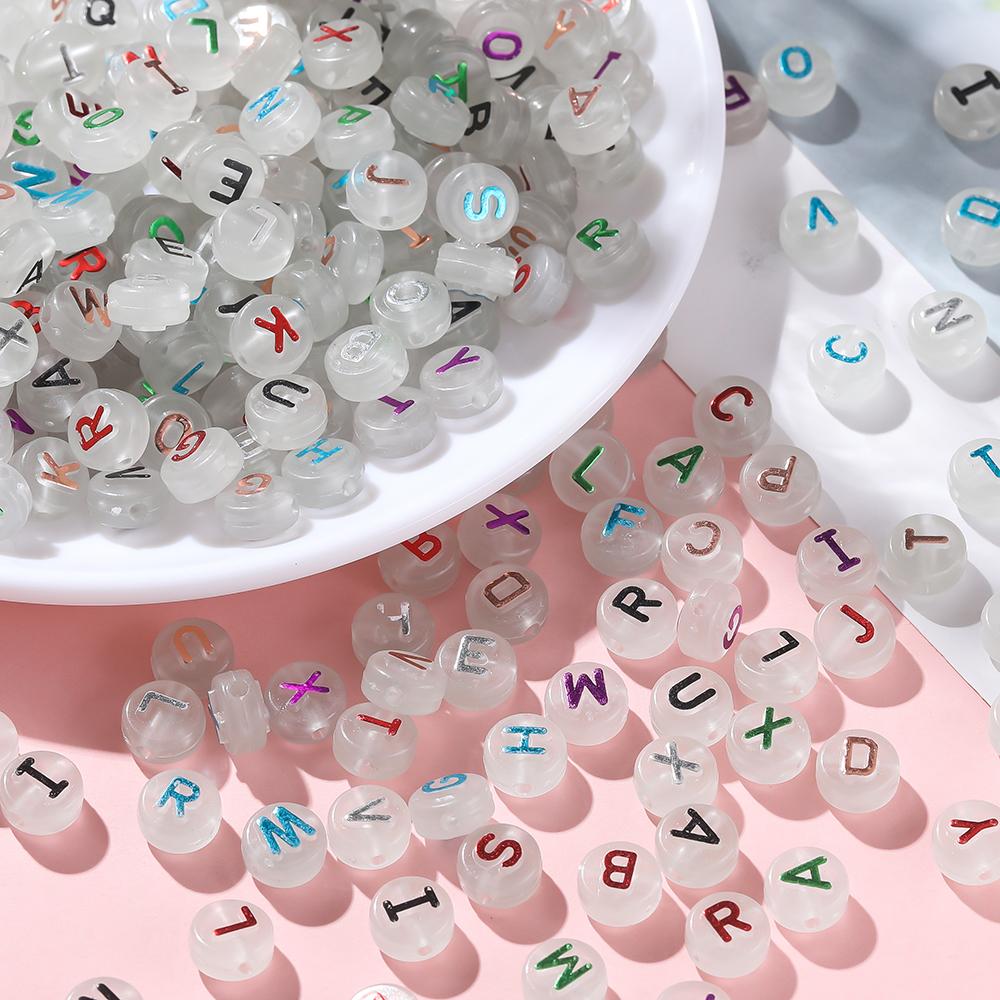 30pcs 6*10mm Mixed Acrylic Letter Beads Round Spacer Loose Beads for DIY Necklace Bracelet Earring Jewelry Making Accessories