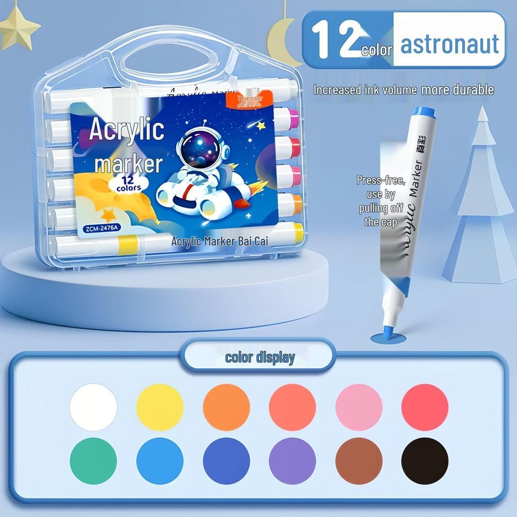 Non-Toxic True Color Astronaut Acrylic Marker Pen - Washable Brush for Children's Graffiti Art