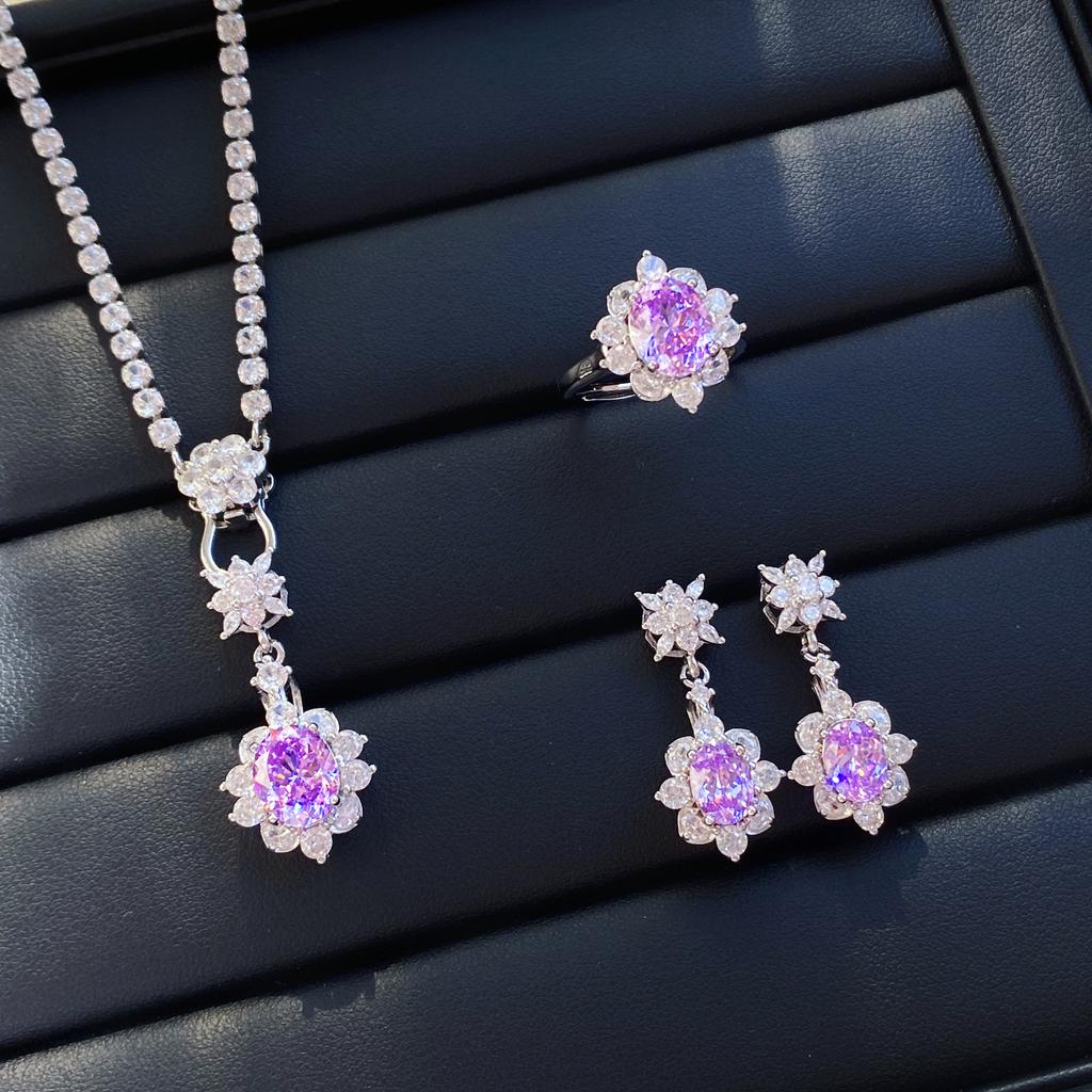 Valuable Lab Jade Diamond Jewelry set 925 Silver Engagement Wedding Rings Earrings Necklace For Women Bridal Party Gift