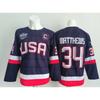 Mens Ice Hockey Jersey Custom Embroidered USA Team 7 19 21 86 Blue White Sportswear Sleeveless Performance Top