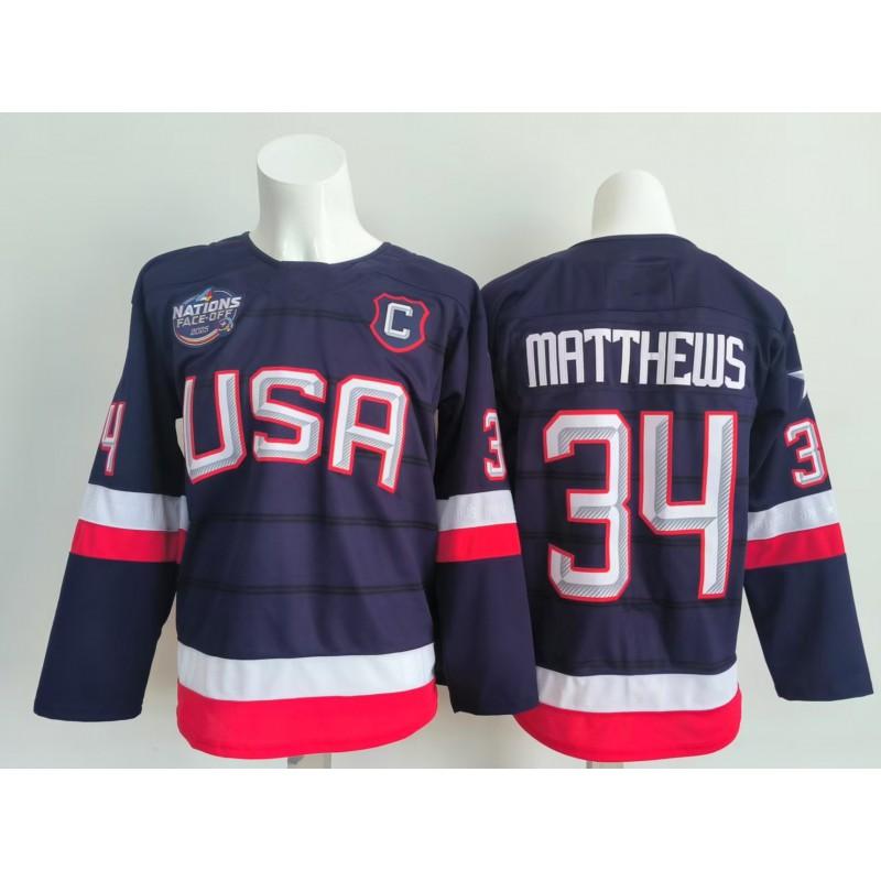 Mens Ice Hockey Jersey Custom Embroidered USA Team 7 19 21 86 Blue White Sportswear Sleeveless Performance Top