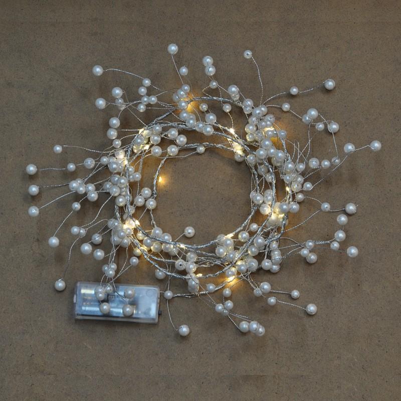 1pc Smart LED Copper Wire Lights , Pearl-Shaped String Lights, Battery-Powered for Home, Holiday Decor, Christmas & Weddings