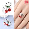 Authentic copper Red Cherry Pendant Ring Hollowed Out Heart Design Womans Heart Opens Ring Valentines Day Gift Jewellery