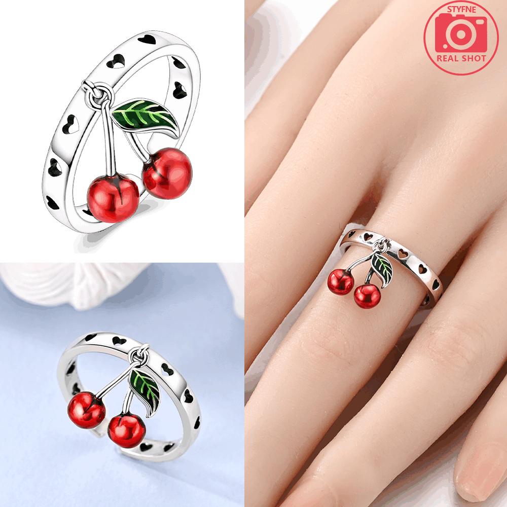 

Original Copper Red Cherry Pendant Ring Hollowed Out Heart Design Woman S Heart Opens Ring Valentine S Day Gift Jewelry