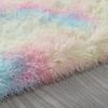 Long Plush Tie Dyed Carpet Thicken Floor Rug Nonslip Mat for Bedroom Bedside Living Room