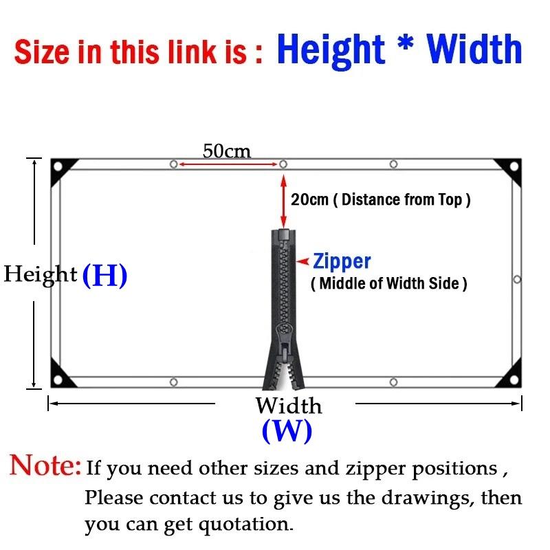 0.35MM Mesh Reinforced PE Tarpaulin with Zipper Pergolas Gazebo Waterproof Screen Patio Enclosure Tent Rainproof Curtain