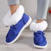 Large Size Cotton Shoes Women's Autumn and Winter New Round Head Lace-up Short Boots Plush Warm Fluffy Women's Shoes