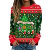 Women's Casual Christmas Print Long Sleeve Neck Top for Holiday and Everyday Wear