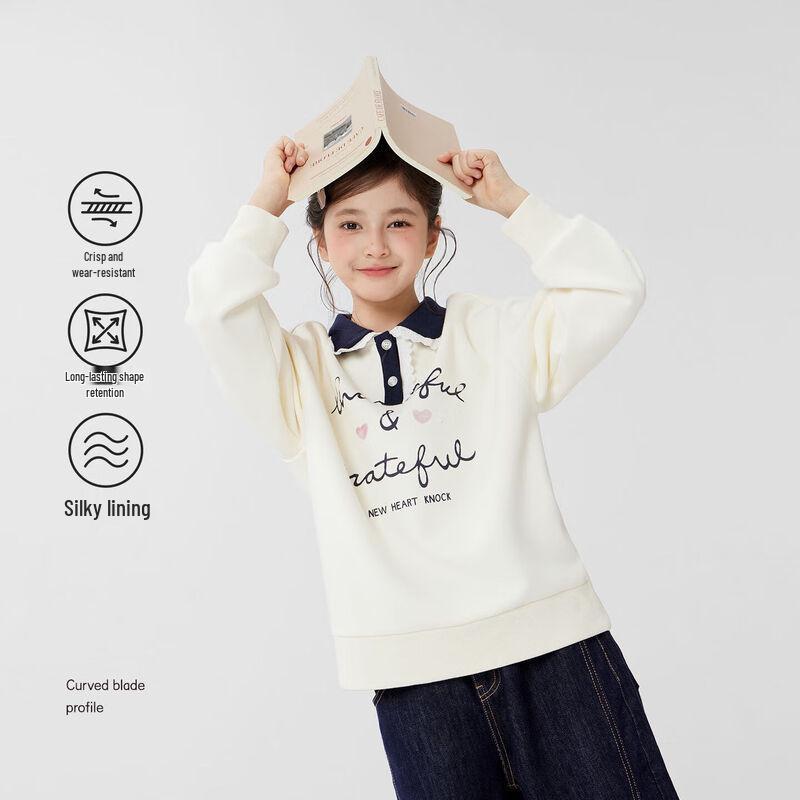 Girls Colorblock Lace Polo Sweatshirt 130