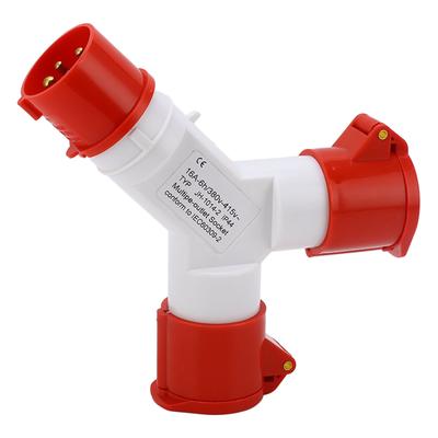 Industrial Plug PA66 Insulated Shell 1 In 2 Out Waterproof Explosion Proof 4 Core Industrial Y Plug