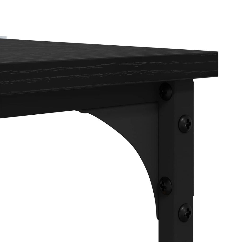 Side Table with Shelf Black Oak Effect 40 X 30 X 75 Cm