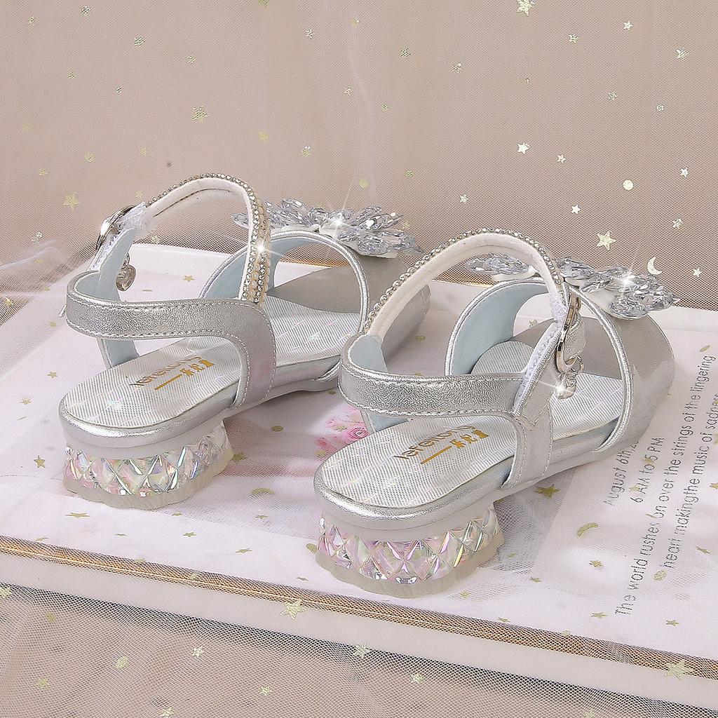 Summer Girls Princess Sandals Crystal Flower Sandals Children's Shoes Baby Girl Rhinestone Sandals Crystal Shoes