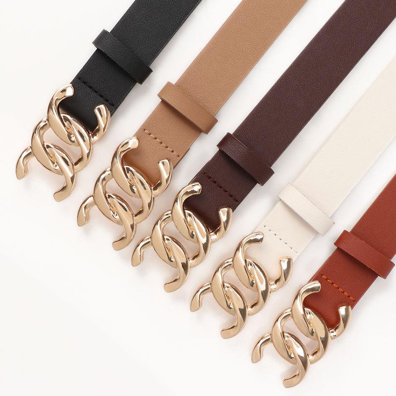 High-end Commuter Style Women's Belt Versatile Jacket Jeans Decorative Belt Maillard Alloy Buckle Belt for Women