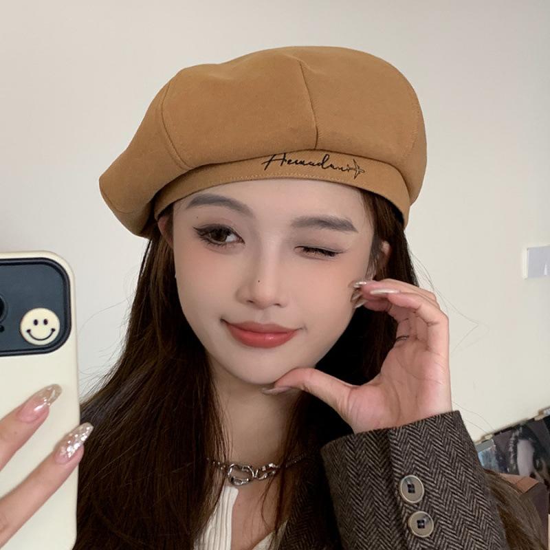 New Beret Children's Autumn Versatile Face Small Painter Hat Winter Warm Literary Retro Octagonal Hat