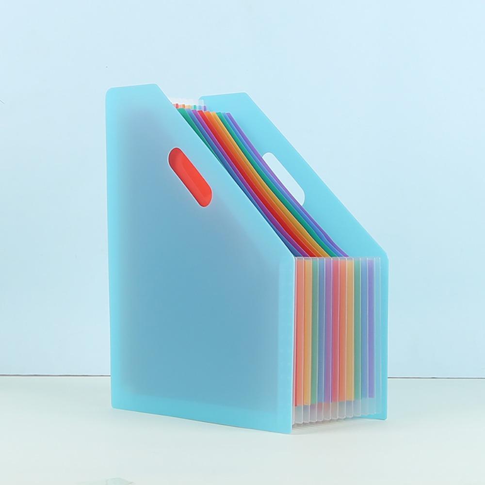 

Stand Up 13 Pockets File Folder Diagonal Mouth Rainbow Color Document Holder Contract Invoices Blue-Rainbow