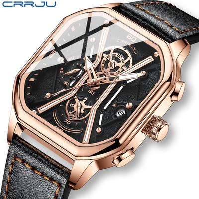 CRRJU Nuovo orologio da uomo con cinturino in pelle 2313 Orologio semplice da uomo d'affari con personalità impermeabile