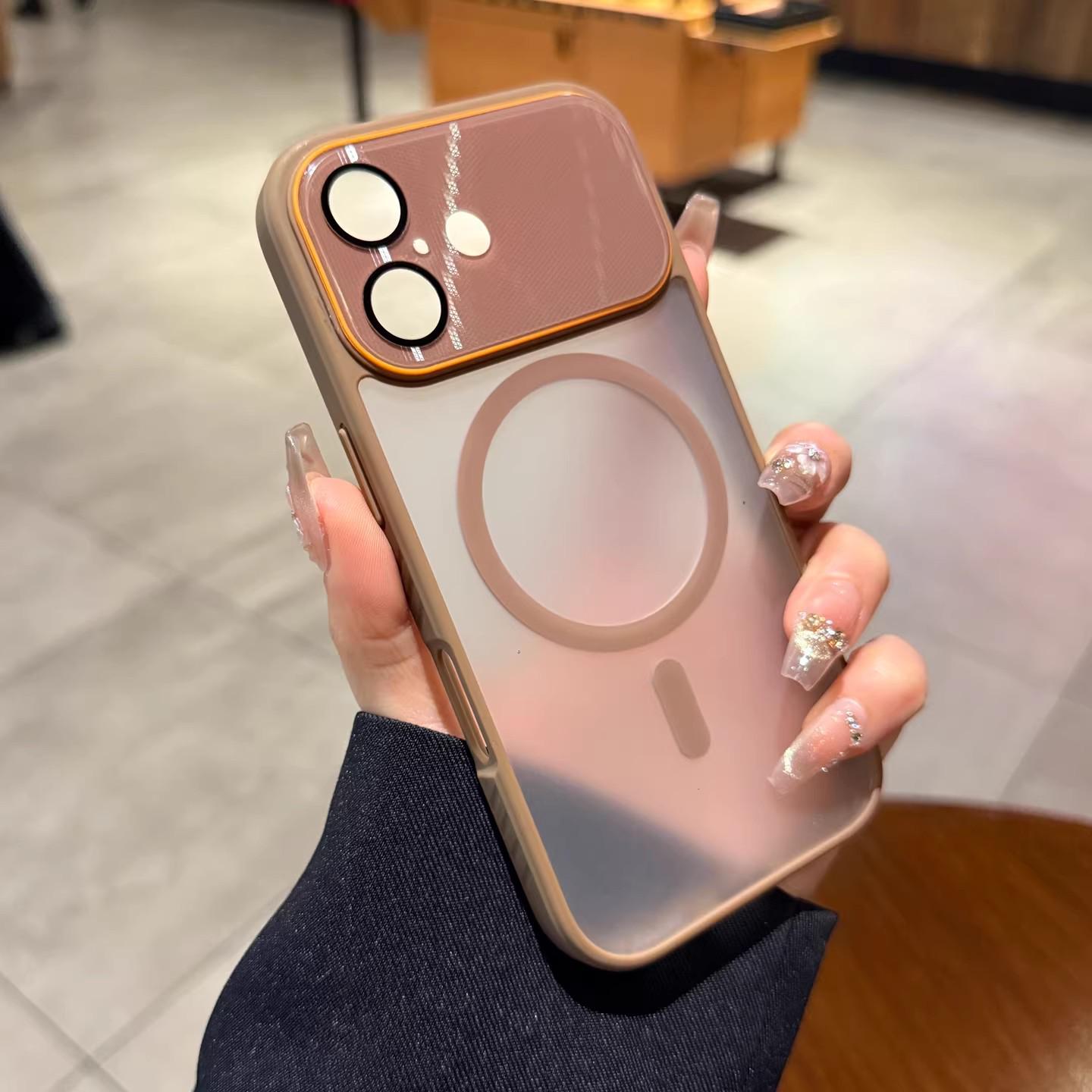 Compatible Apple 17 Pro Max Magnetic Matte Semi-Transparent iPhone Case with Large Window iPhone 16 Pro Max