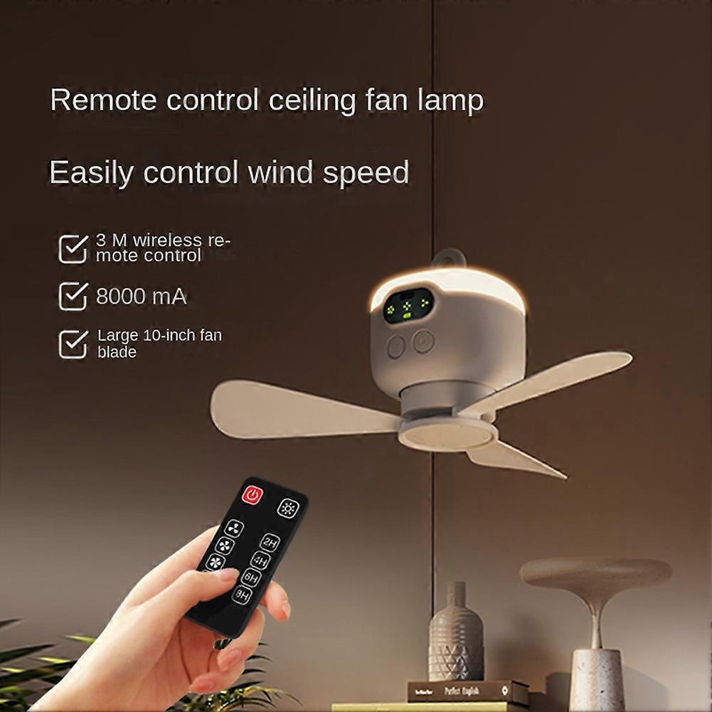 USB dobíjecí velký stropní ventilátor s větrem, odnímatelné lopatky, noční lampa, osvětlení, kapacita 8000 mAh, domácí venkovní ventilátor