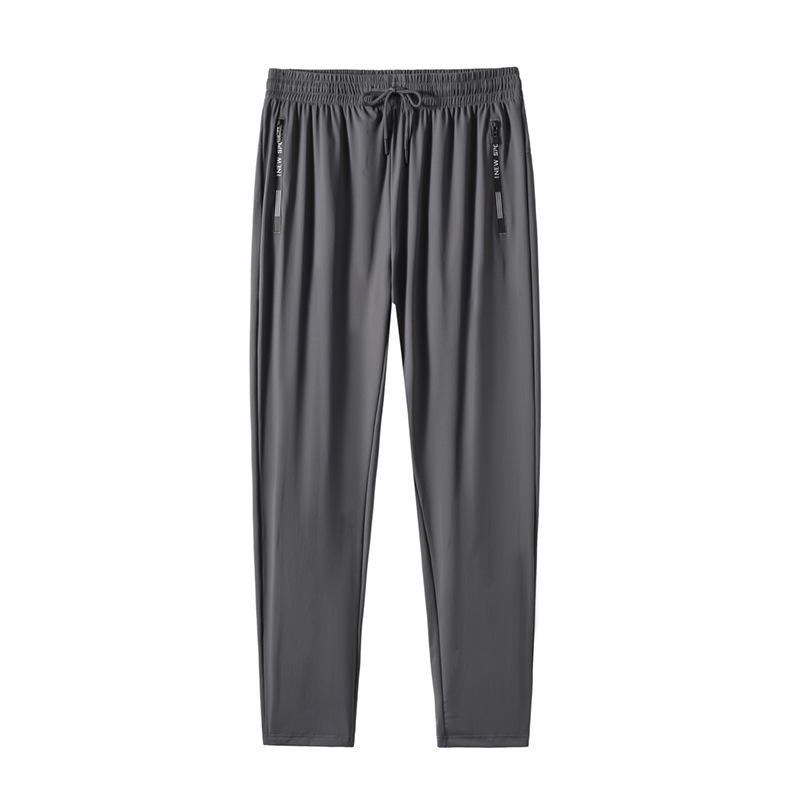 Plus Size Men's Summer Quick-Dry Ice Silk Pants: Lightweight, Loose, High Elastic, Finely Woven, Nylon Sports Pants (#067).