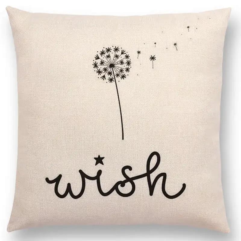 Newest Black Letter Brave Confidence Hope Forceful Warm Words Cushion Cover Christmas Gifts Sofa Throw Pillow