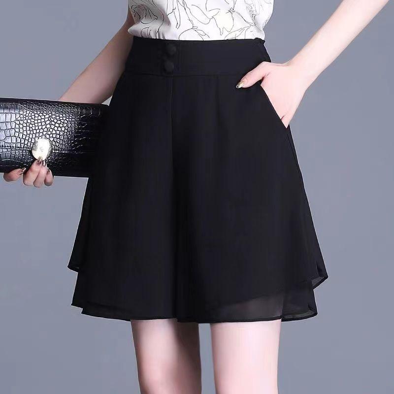 

Plus Size Ladies Wide Leg Loose Slim Looking A- line Thin Culotte Black 3XL [Recommendation 72.50 kg-80.00 kg]]