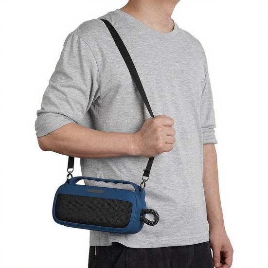 Silikon-Lautsprecherhülle für SoundLink Plus 7 Wasserdichter Bluetooth-kompatibler Lautsprecherbezug mit Schultergurt Karabiner Schutzhülle Tragetasche