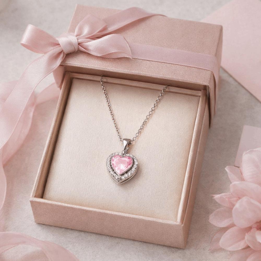 Crystal Inlaid Crystal Necklace Elegant Charm heart necklace  Valentine's Day Gift