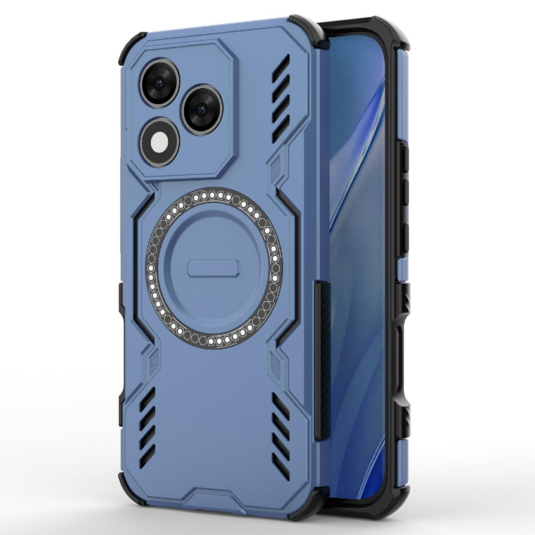

For Honor 400 Lite Magnetic Case Butterfly Armor Hollow Heat Dissipation PC+TPU Phone Cover Black