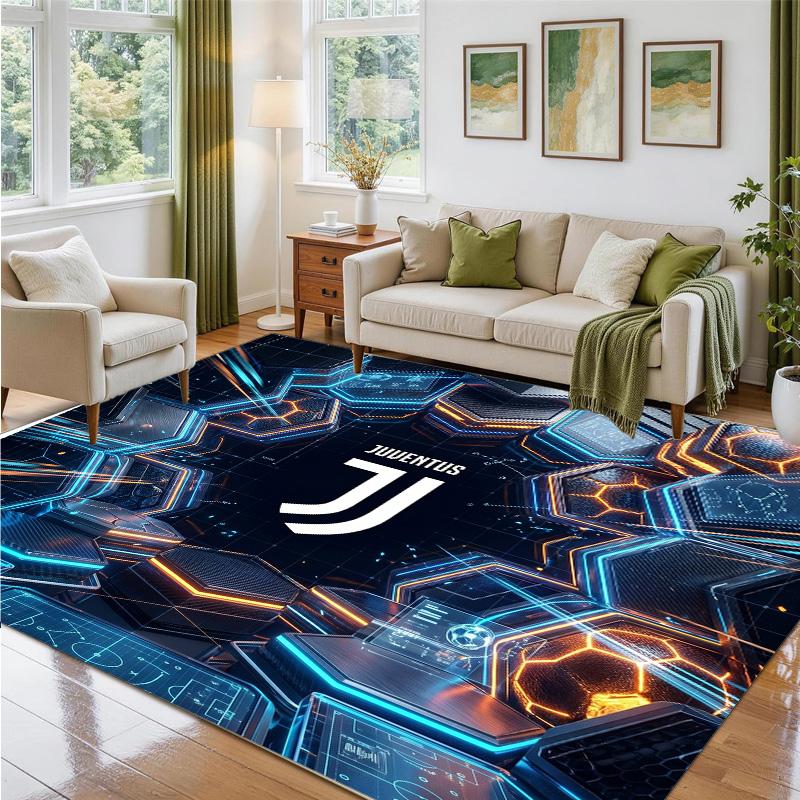 Juventus FC Design Crystal Velvet Rug Soft Decorative Mat for Bedroom Entrance