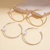 18k real gold electroplated imitation pearl geometric round silver needle earrings simple earrings