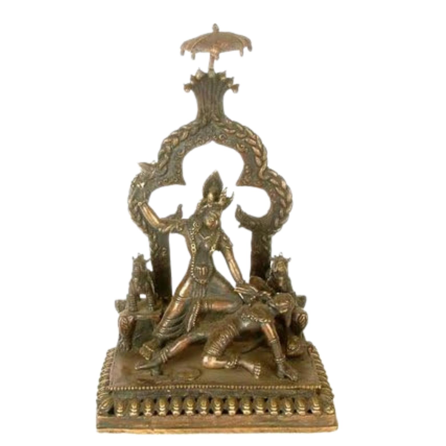 Ashtadhatu Mix Brass Made Shree Baglamukhi Mata Idol, Religious, Gold - 8 Cm