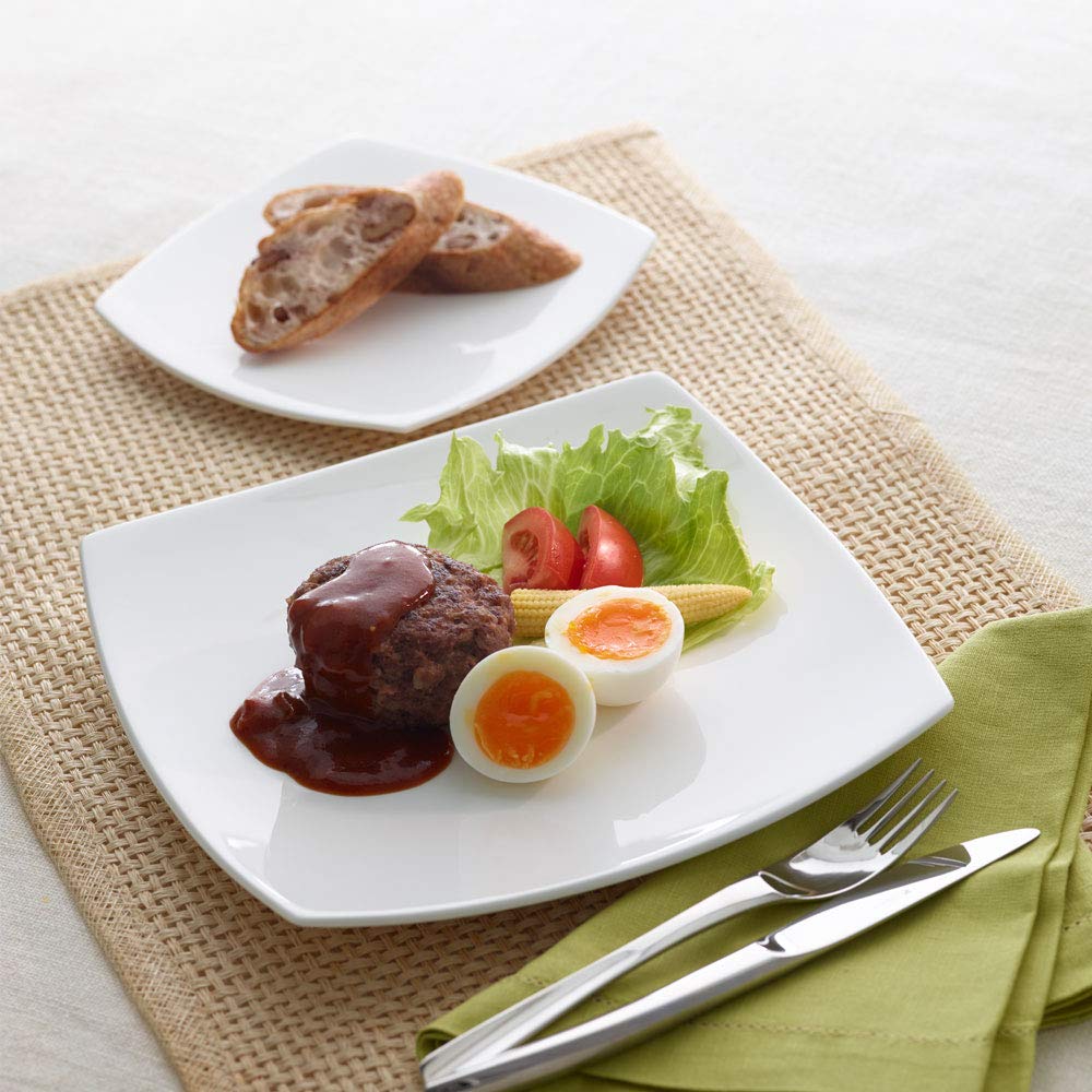NARUMI Styles Square Dinner Plate (29cm diagonal, white) - Simple and stylish design. Suitable for dinner, lunch, or as a single-plate meal. Microwave