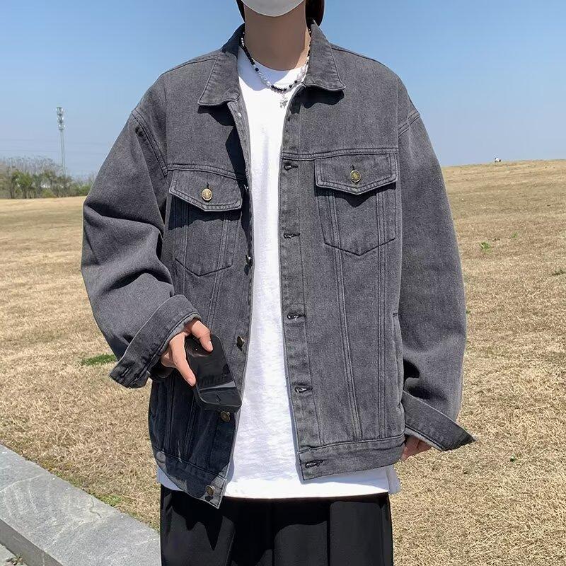 

American retro denim jacket men s autumn 2025 trendy brand loose casual versatile handsome jacket S