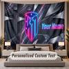 Custom Name Text Tapestry Atletico Madrid FC Personalized Polyester Wall Tapestry For Bedroom And Room