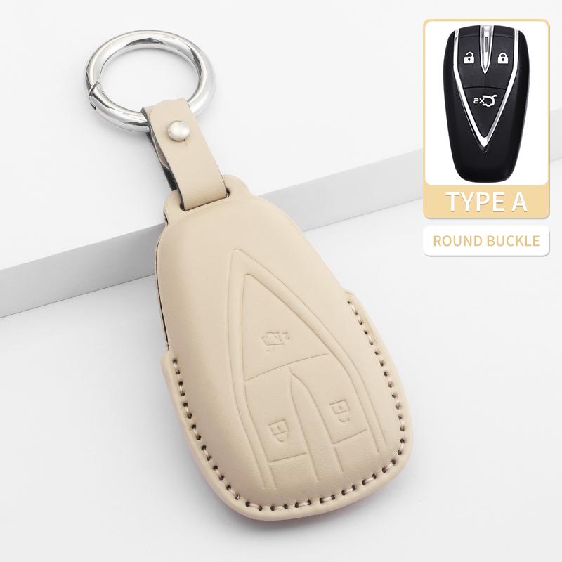 Leather Car Remote Key Cover Accessories For Changan CS35PLUS CS55 PLUS CS75 PLUS Eado UNI-T UNI K Oushang X5 X7 EV 2019-2022