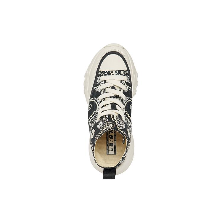 MLB Chunky High Slip Resistant Abrasion Resistant Cushioning High Top Canvas Shoes Unisex White Black 3ASHULP2N-50BKS