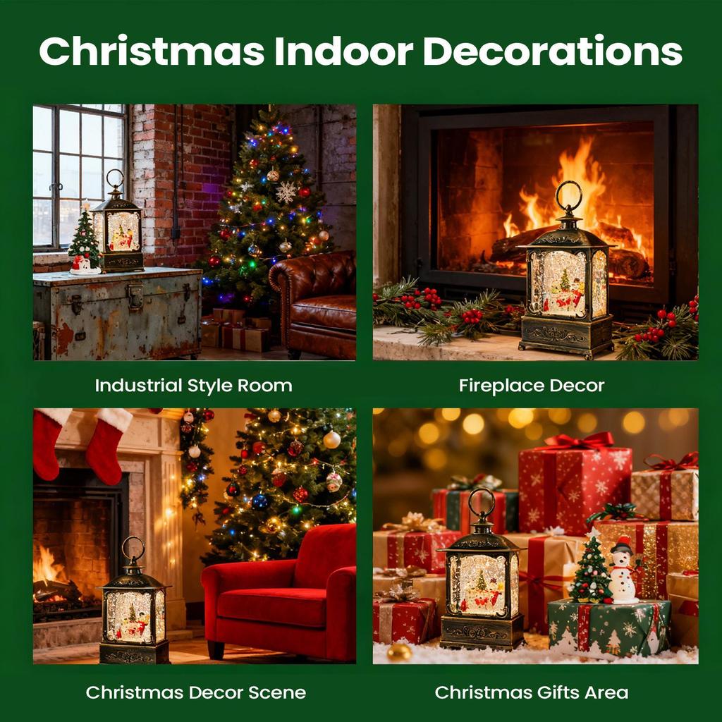 Christmas Snow Globe Lantern Santa Claus Snowman Lighted Snow Globe Christmas Decorations For Home Decor Indoor Desk Table Shelf