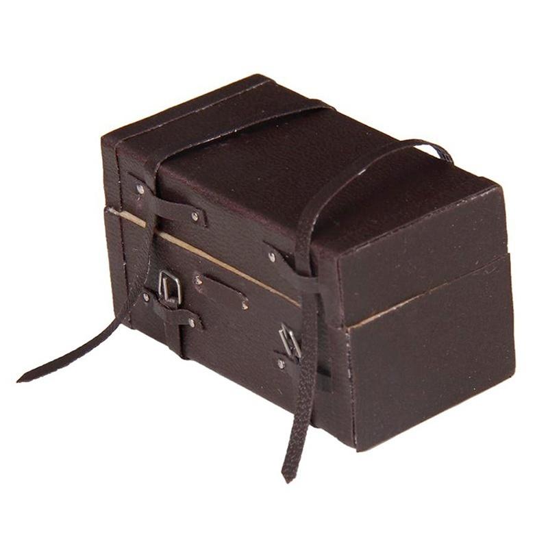 1/12 Miniaturní Vintage kožený dřevěný kufr pro panenky Mini Box na zavazadla