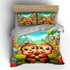 Smiling monkeys with greenery. Bedding sets Duvet cover sets Duvet covers Pillowcases(1 * Duvet Cover 2 * Pillowcases without duvet insert)