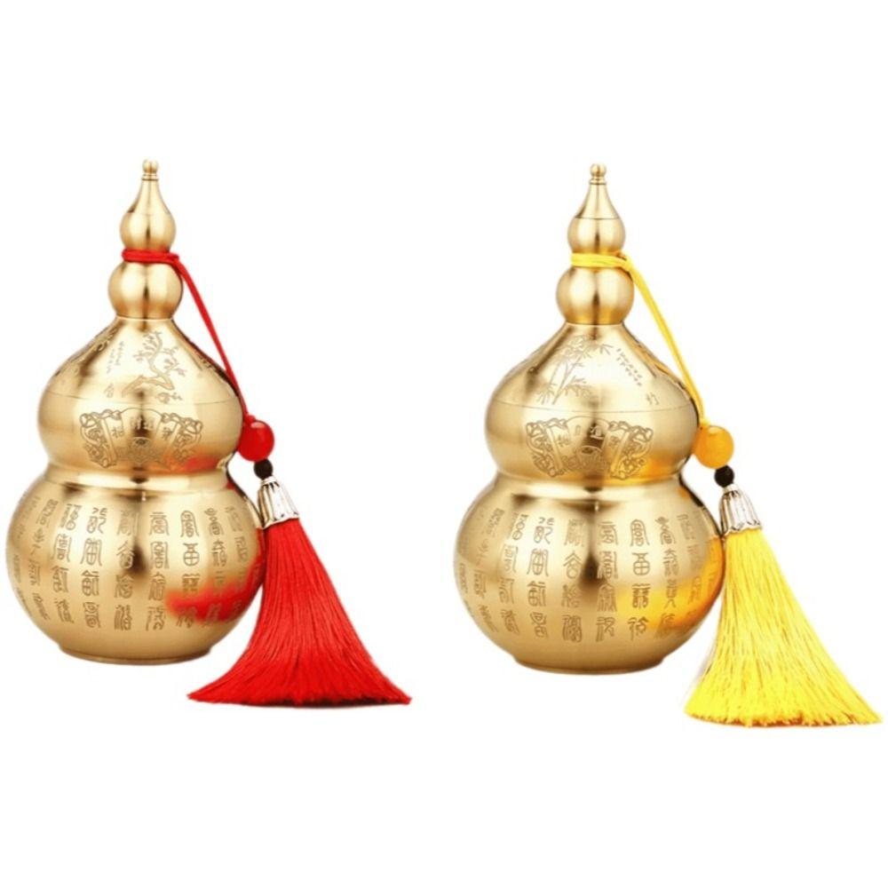Mini Size Brass Feng Shui Gourd Chinese-Style Wealth-Bringing Gourd  Desktop Decoration