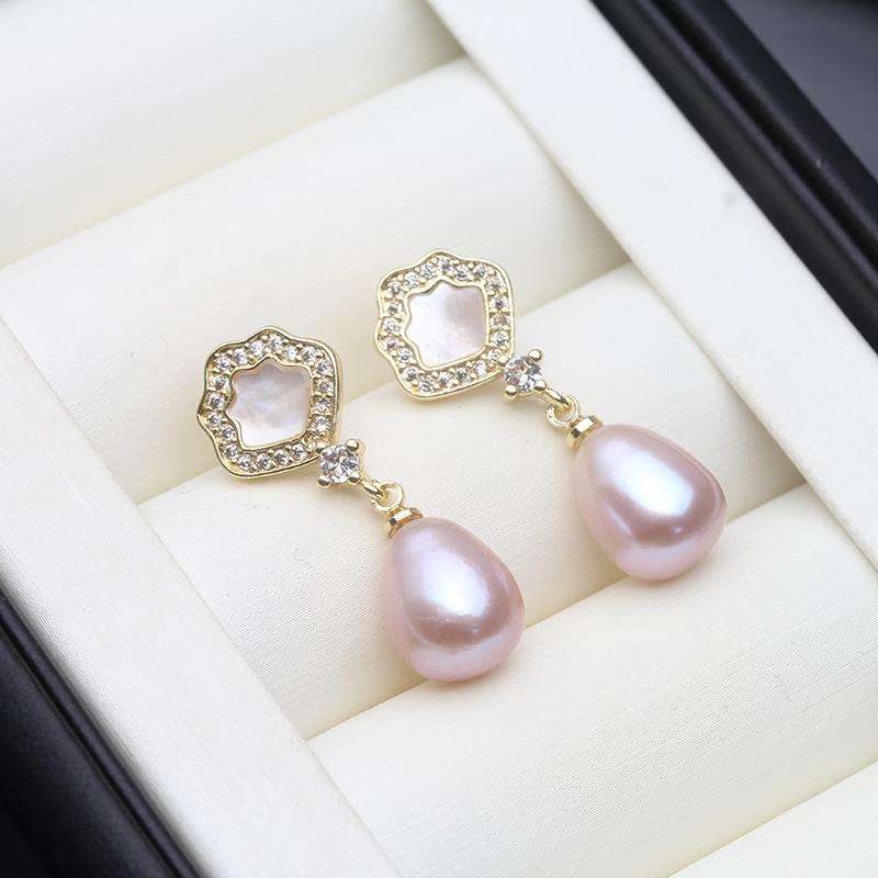 Real Natural Freshwater White Pearl Earrings Woman,Cute 925 Silver Pearl Earring Dangle Wife Girl Gift Pink Black