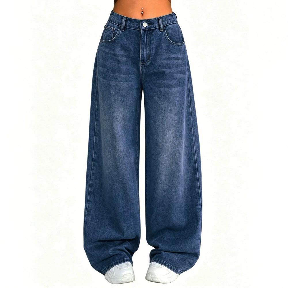 European and American retro high street wide-leg pants loose high-waisted floor-mopping pants jeans women's models