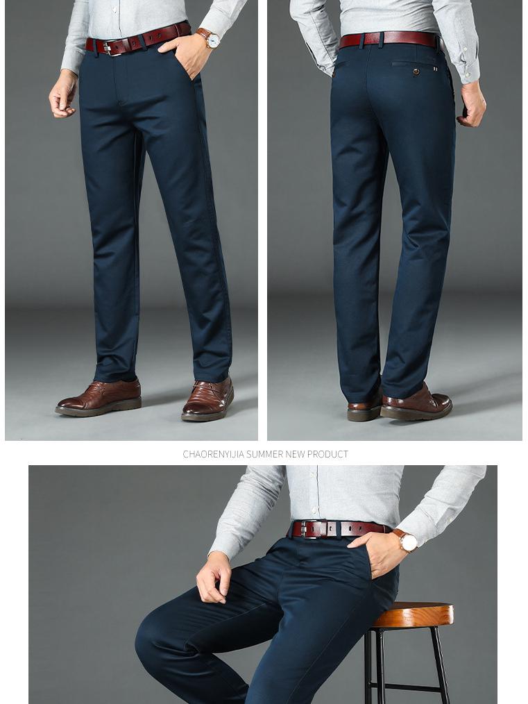 Men's Autumn/Winter Casual Gray Stretch Cotton Pants, Straight-Leg, Loose-Fit, Mid-Rise, Solid Color, Durable, Military Green J856A.