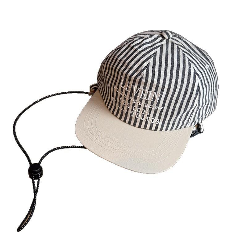 Parent Child Striped Embroidered Baseball Cap With Sun Protection For Summer Outdoor Activities