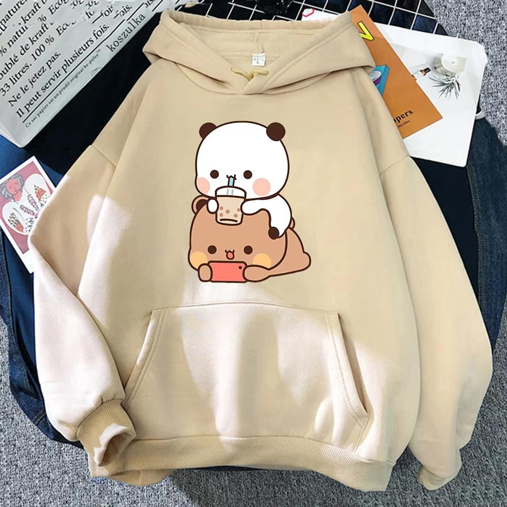 Bubu And Dudu Drink Bubble Tea Women Hoodie Kawaii Female Sweatshirt Harajuku Loose Long Sleeve warm Clothes Tops casual hoodies