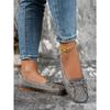 Stitching Bow Solid Color Women's Flat Loafers